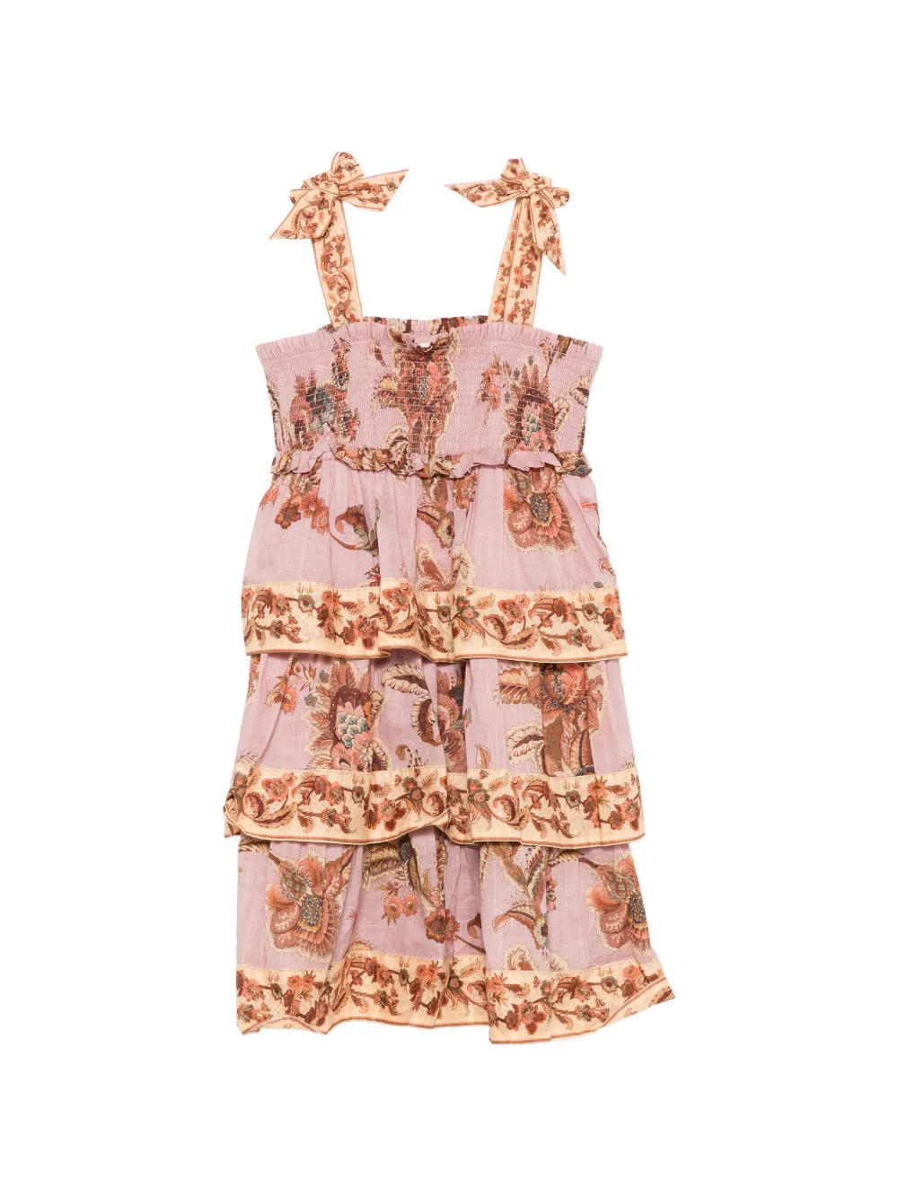 ZIMMERMANN Kids floral-print tiered dress - Rosa