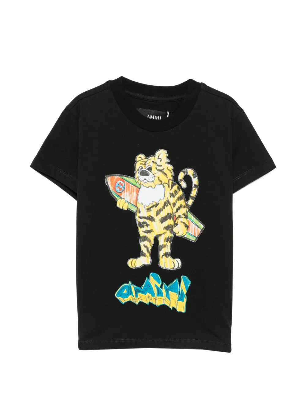 AMIRI KIDS tiger-print logo-print T-shirt - Nero