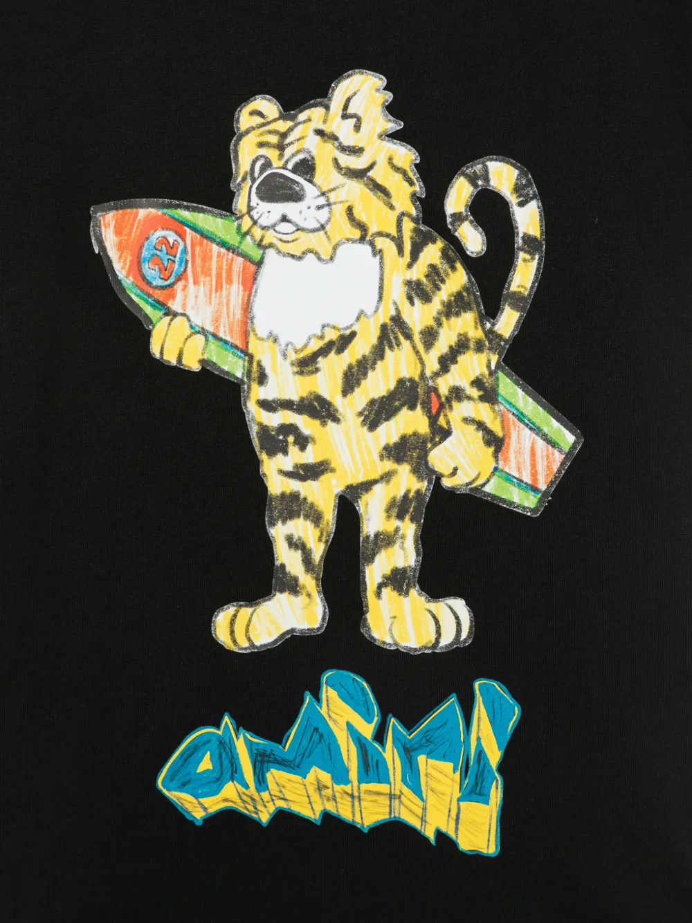 AMIRI KIDS T-shirt met tijger-print en logo-print Zwart
