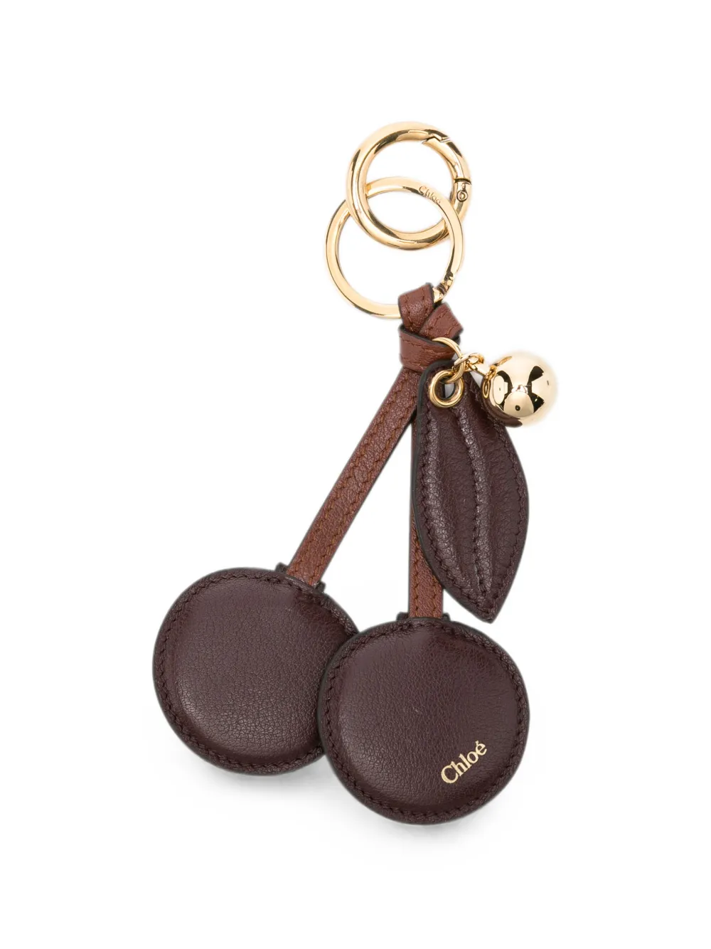 Chloé cherry-motif leather keyring - Braun