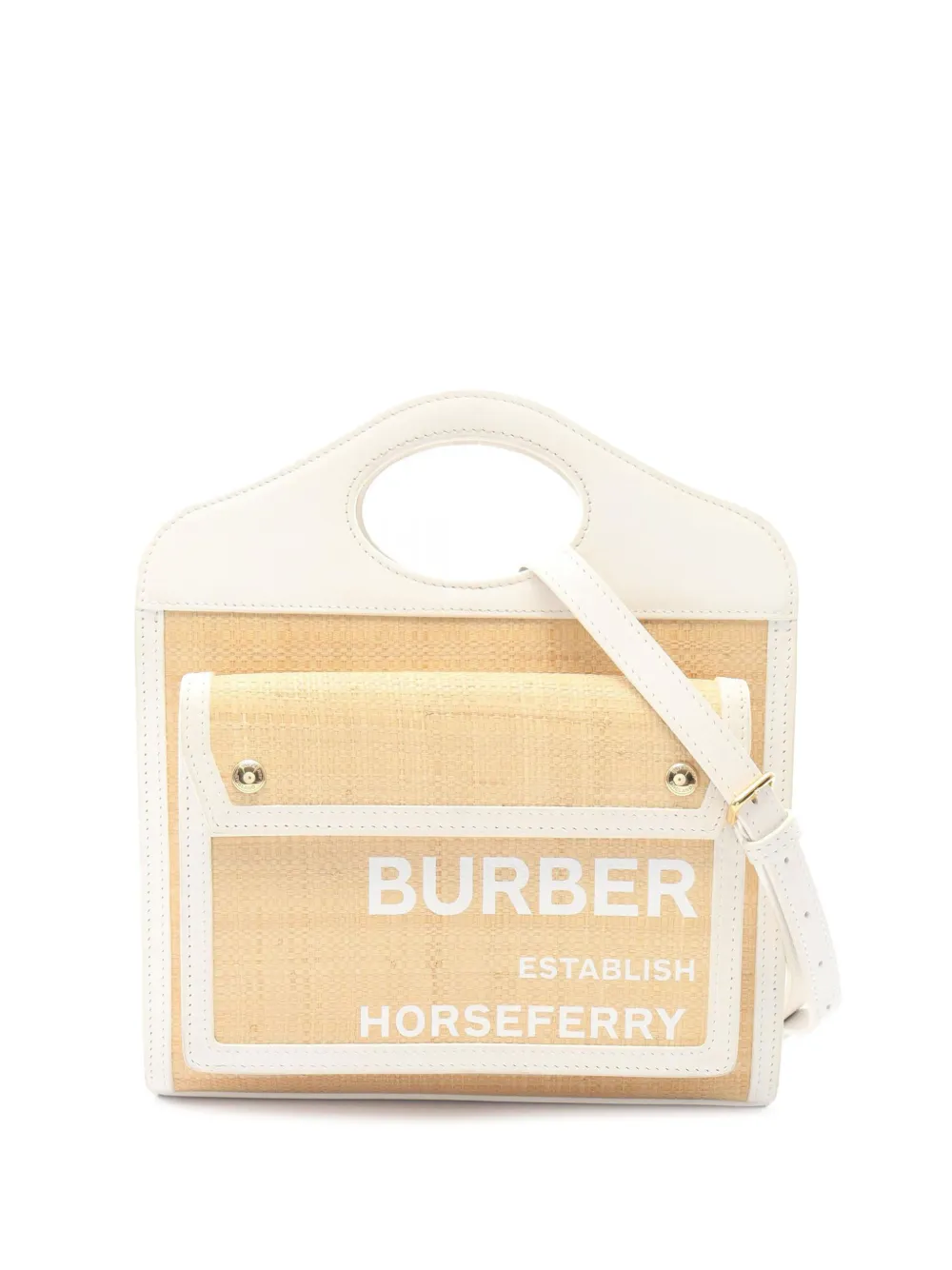 Burberry Pre-Owned 2018-2023 Mini Raffia and Leather Pocket satchel - Toni neutri