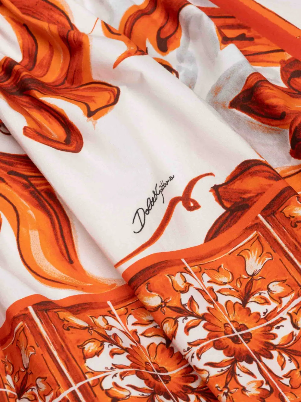 Dolce & Gabbana Kids Gelaagde mouwloze jurk met Maiolica-print Wit