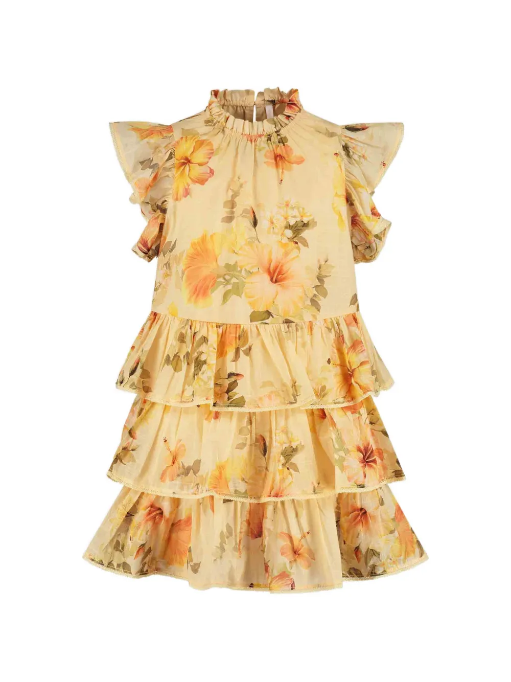 ZIMMERMANN Kids Mahon floral-print tiered dress - Giallo