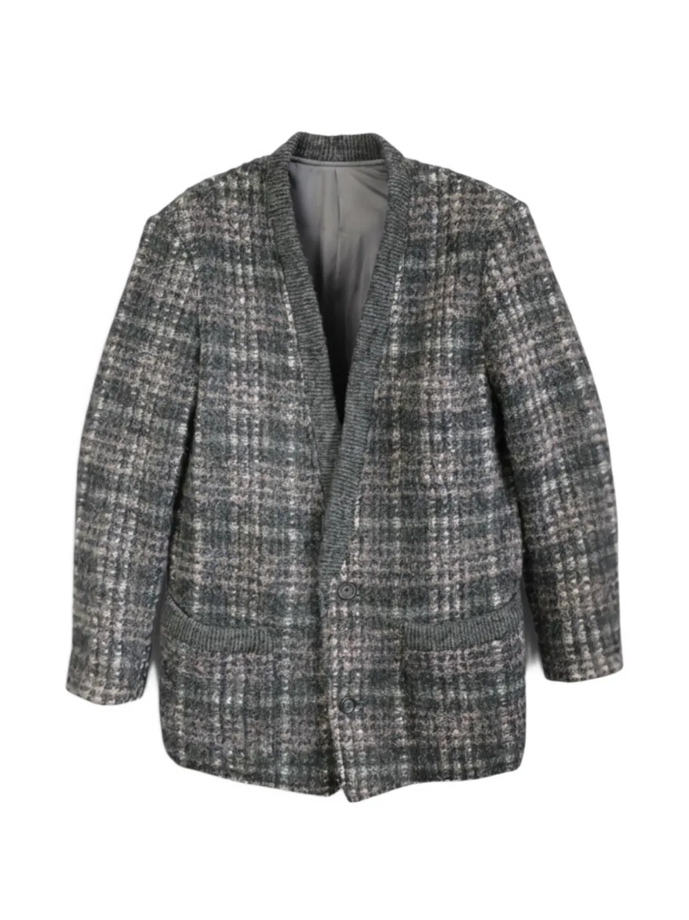 Issey Miyake Pre-Owned 1980s textured check blazer jacket - Grigio