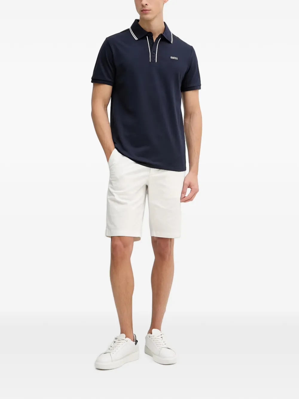 GUESS USA Poloshirt met piqué textuur Blauw