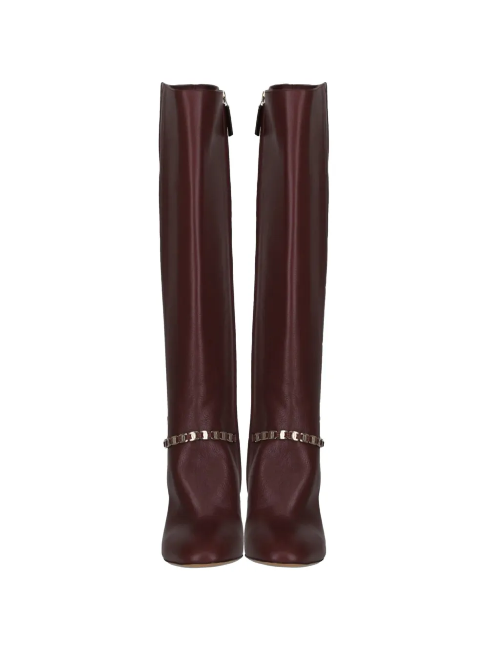 Ferragamo Gancini chain-link knee-high boots Rood
