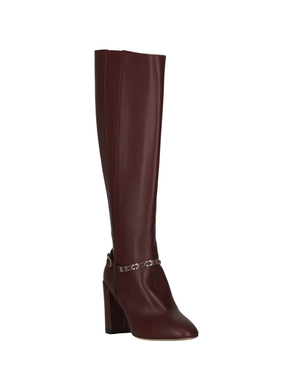 Ferragamo Gancini chain-link knee-high boots Rood