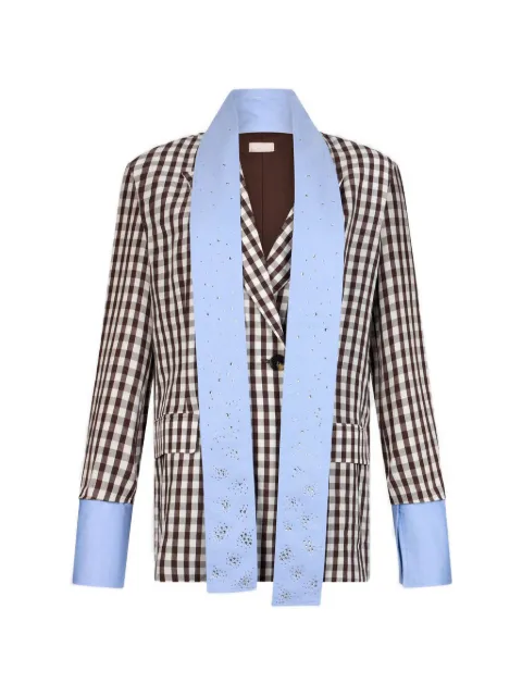 LIU JO gingham-check double-breasted blazer