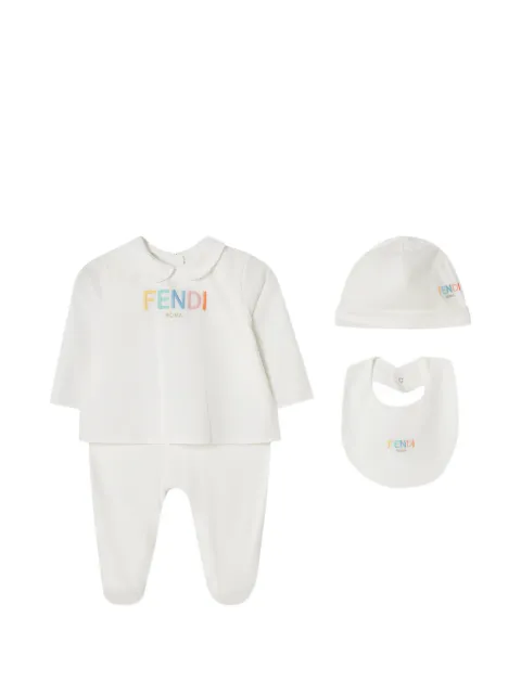 Fendi Kids conjunto de pantalones con logo bordado