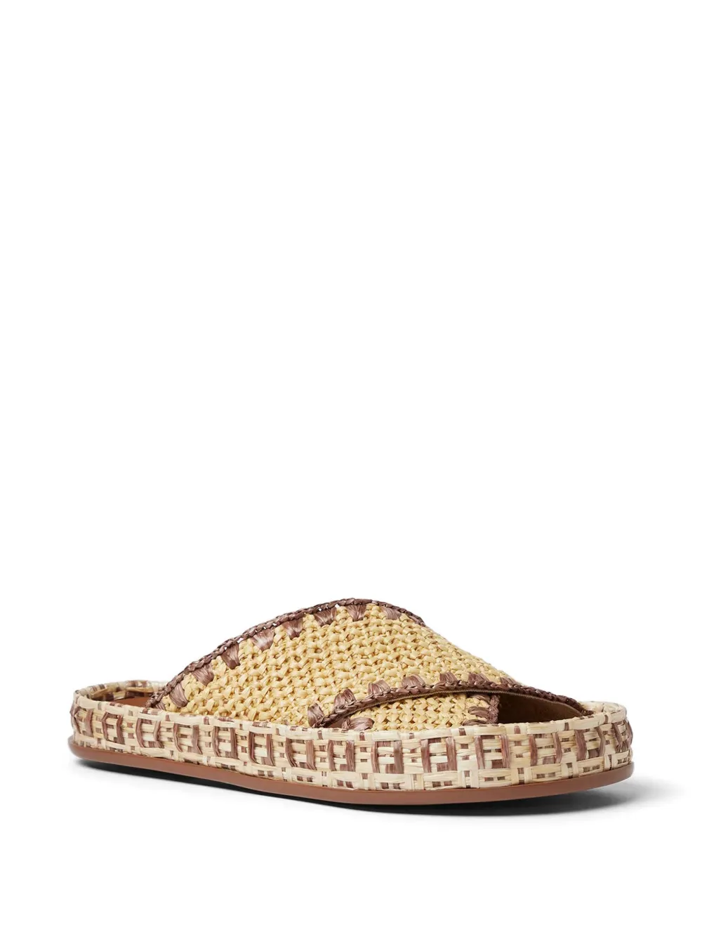 FENDI crossover woven flat sandals Beige