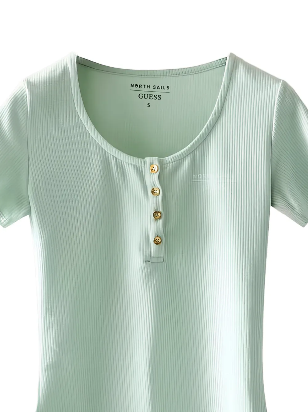 GUESS USA x North Sails ribgebreid T-shirt Groen