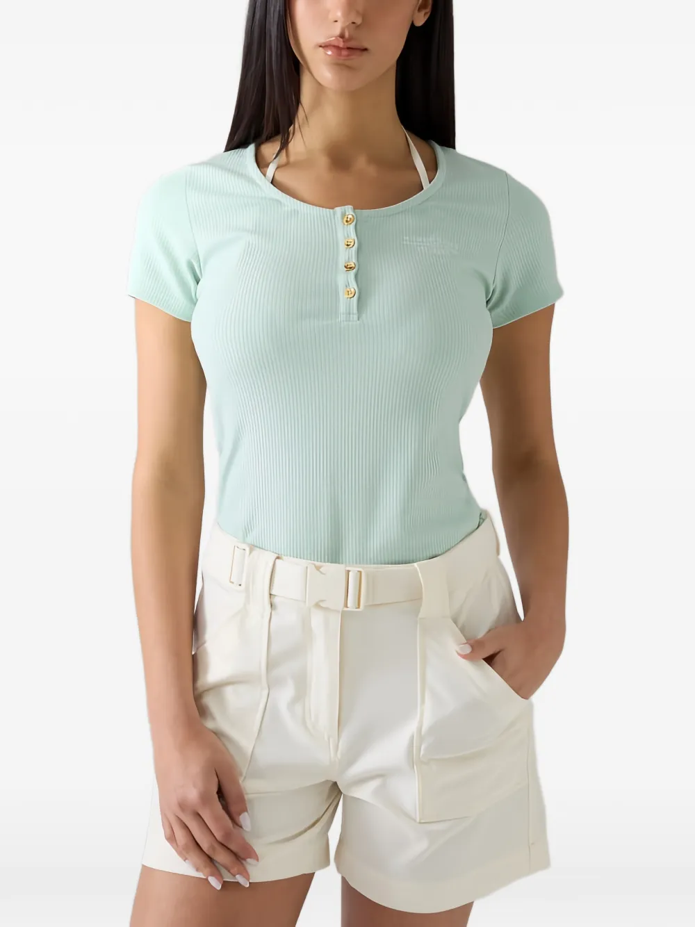 GUESS USA x North Sails ribgebreid T-shirt Groen