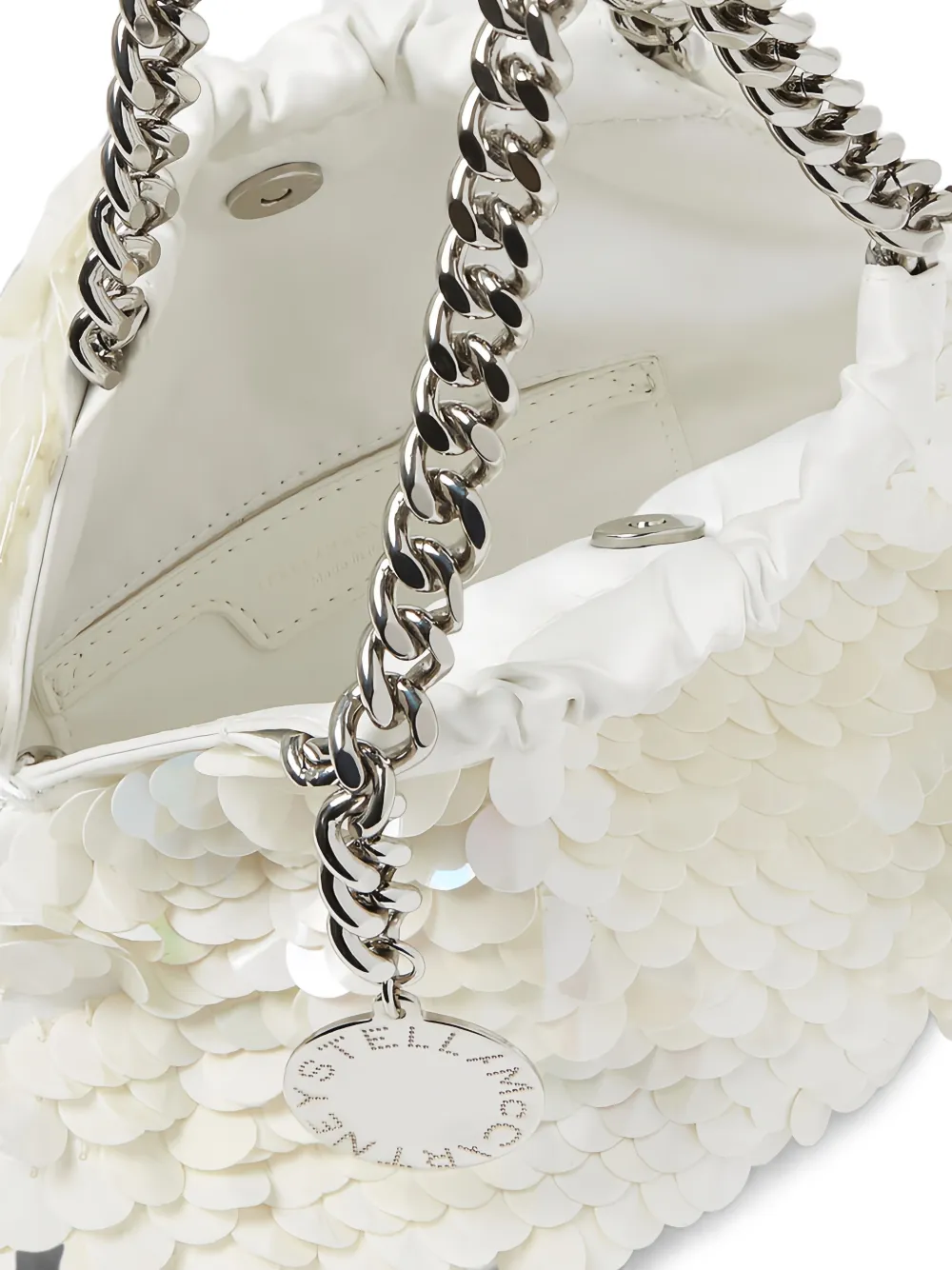 Stella McCartney Falabella mini-tas verfraaid met pailletten en trekkoord Wit