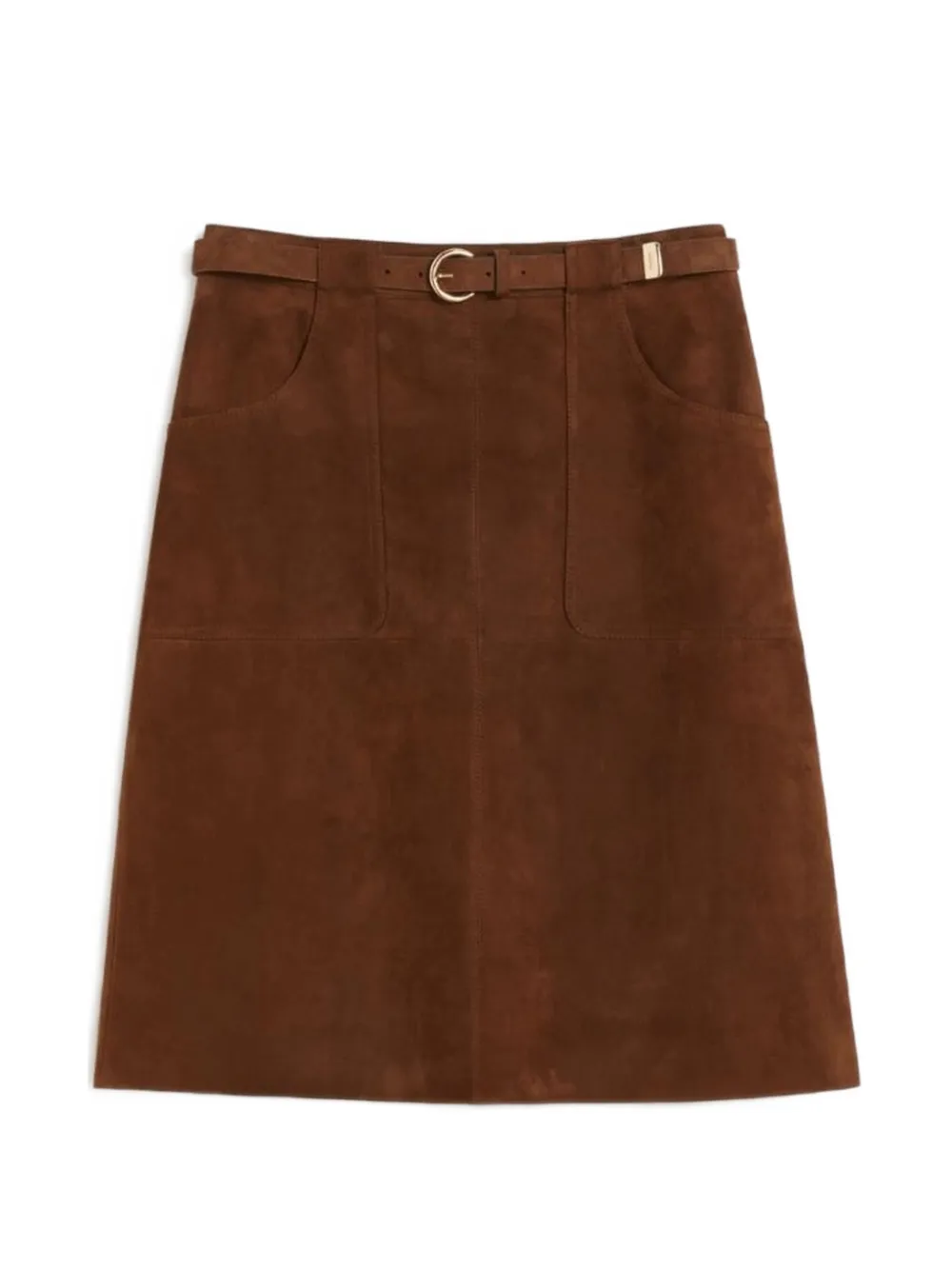 Max Mara belted A-line midi skirt - Marrone