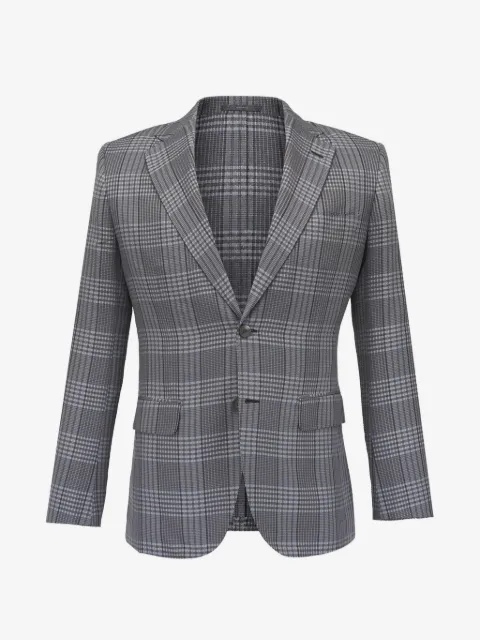 Brioni check-pattern notched-lapel jacket