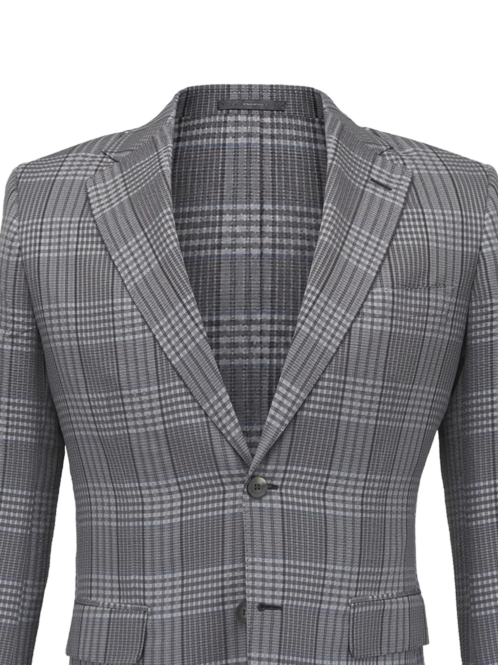 Brioni Geruit jack met gekerfde revers Grijs