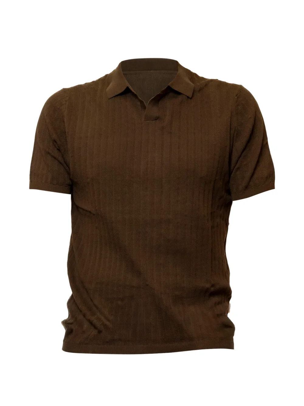 People Of Shibuya ribbed-knit polo sweater - Marrone
