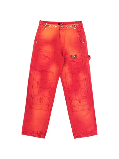 THUG CLUB two-tone washed trousers