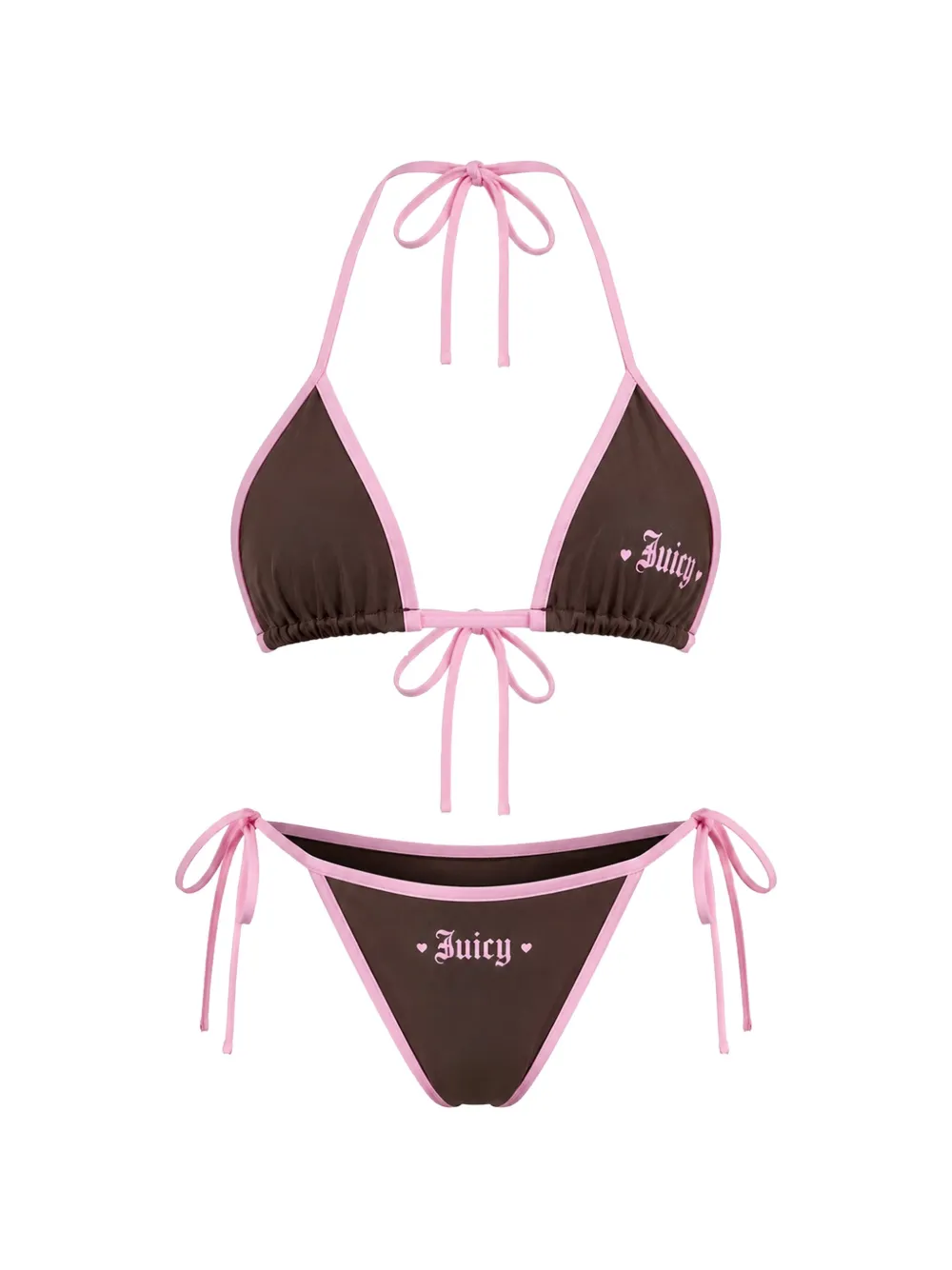 Juicy Couture Top bikini a triangolo con logo - Marrone