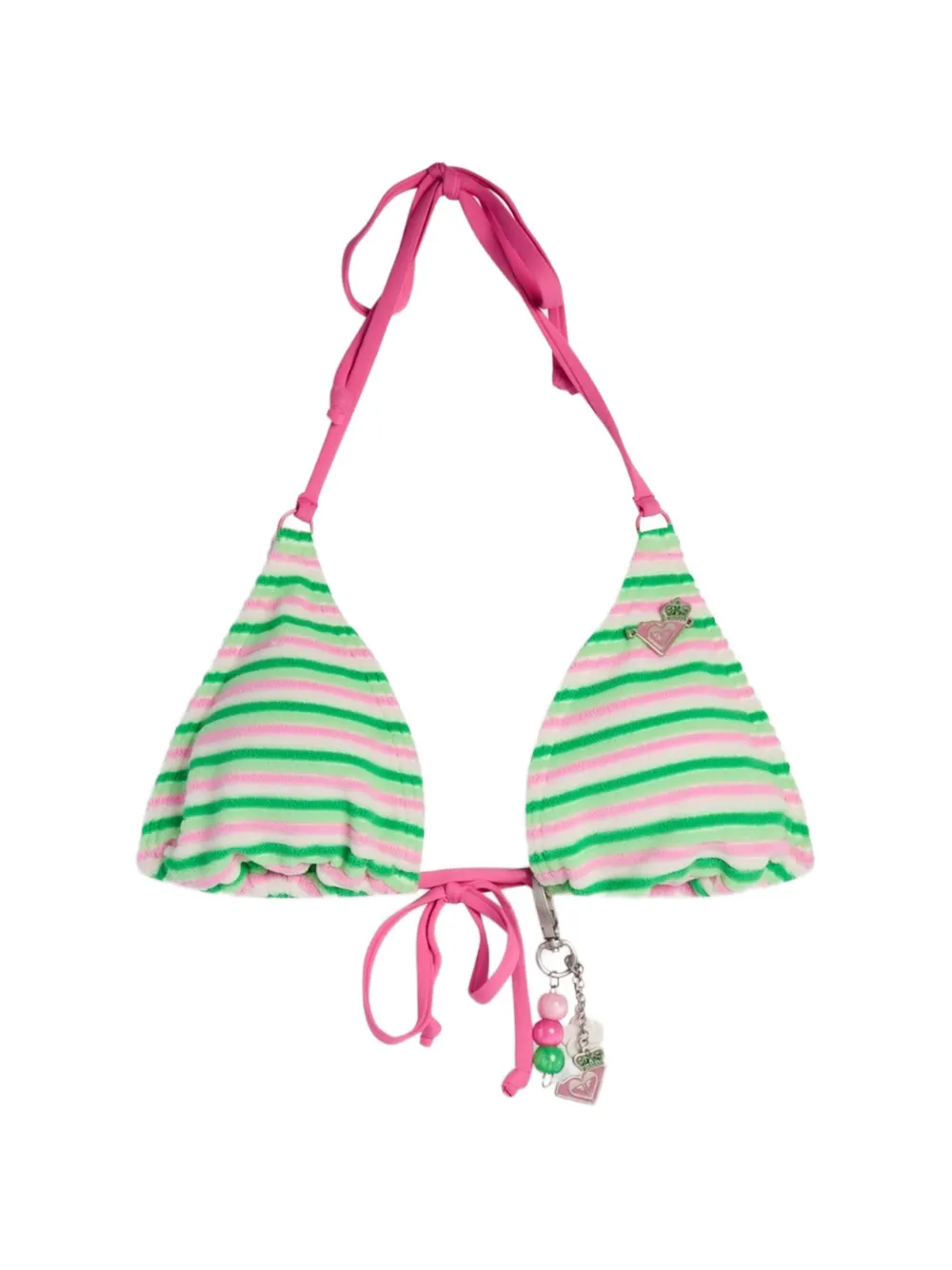 Juicy Couture X Roxy Top bikini a righe in spugna - Rosa