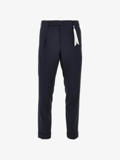 Santaniello pressed-crease turn-up trousers
