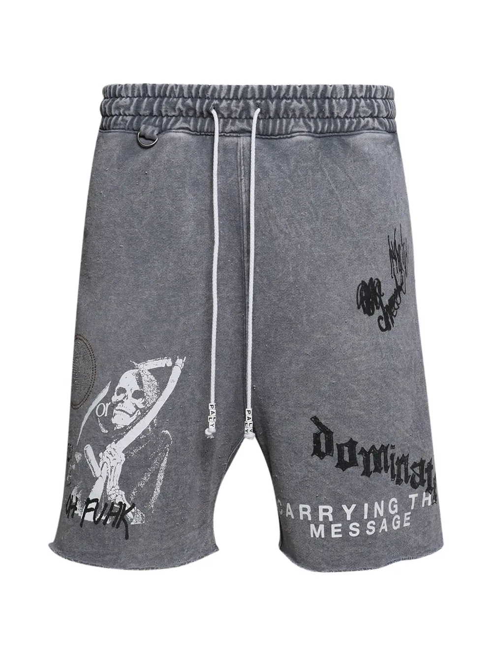 Paly graphic-print raw-cut shorts - Grau