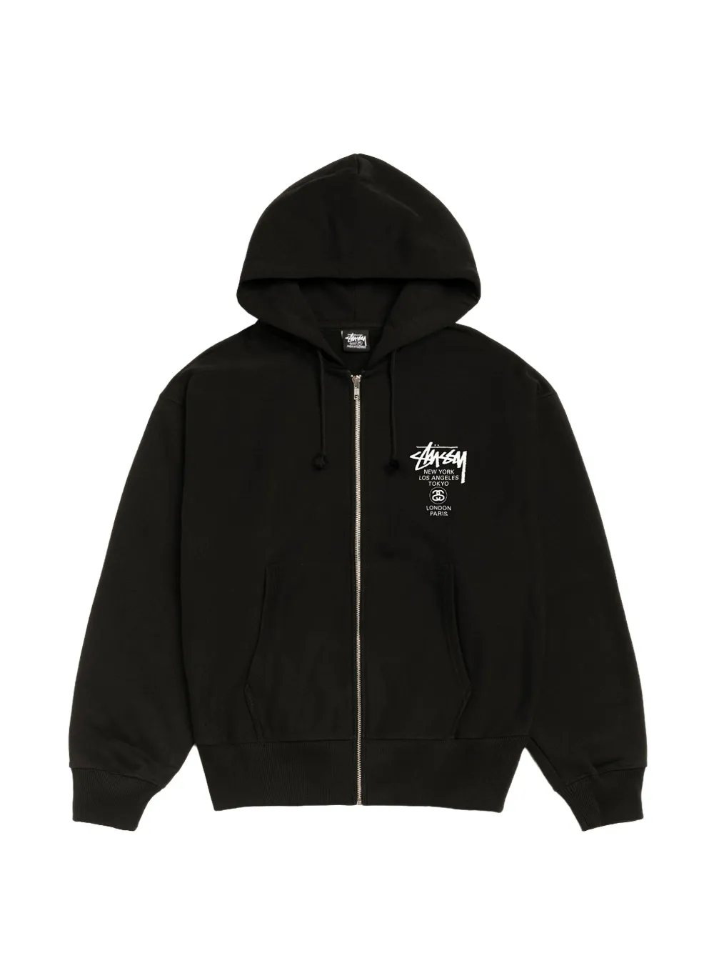 Stüssy World Tour zip-up hoodie - Nero