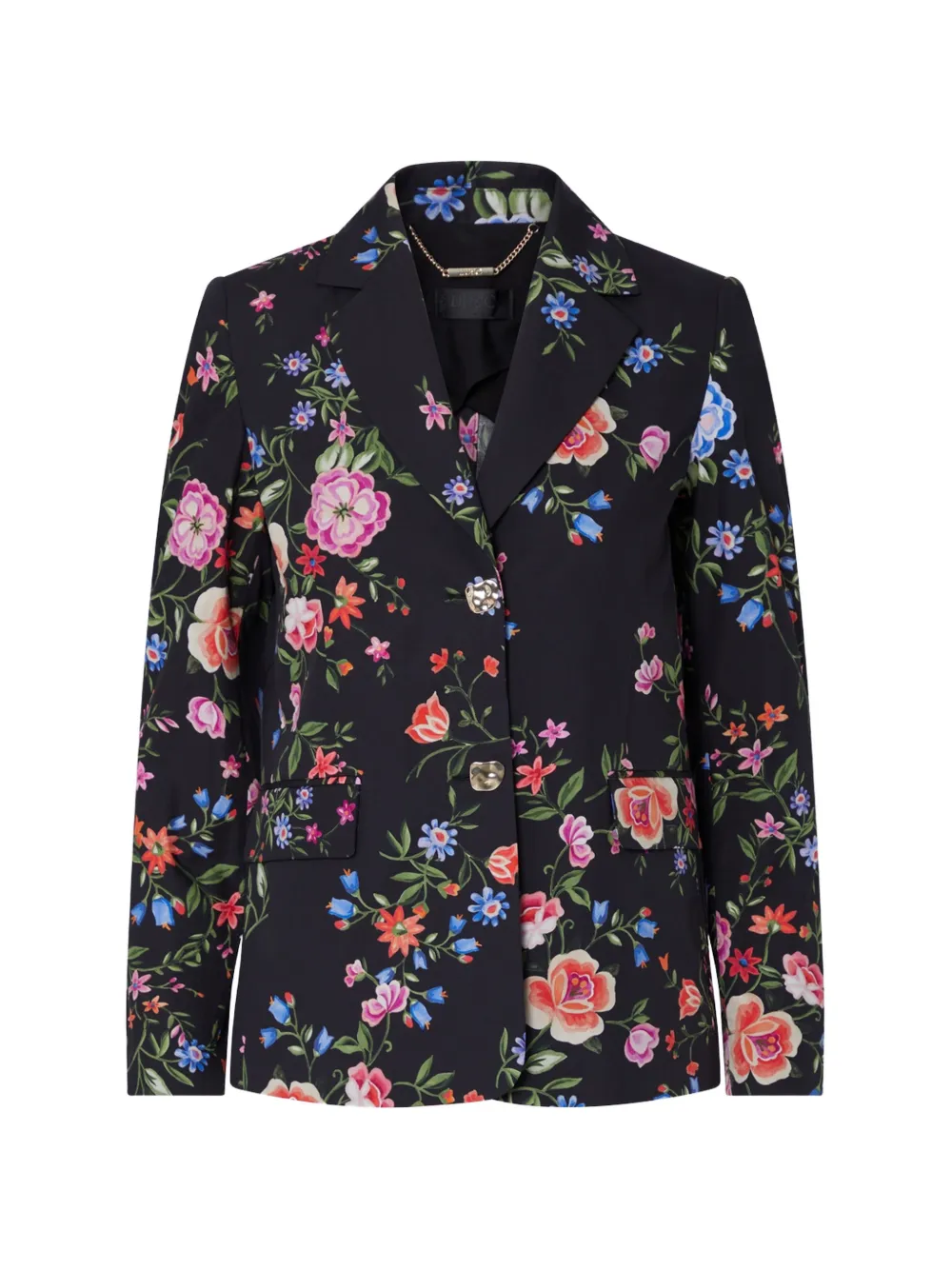 LIU JO floral-print hammered-button blazer - Nero