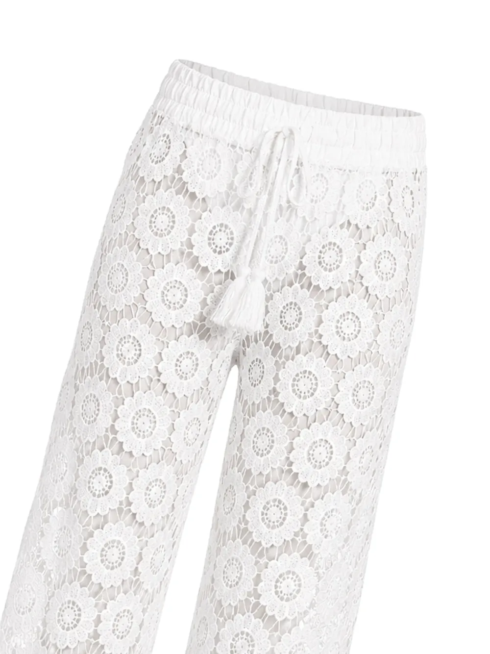 Seafolly Secret Garden broek met bloemenkant Wit