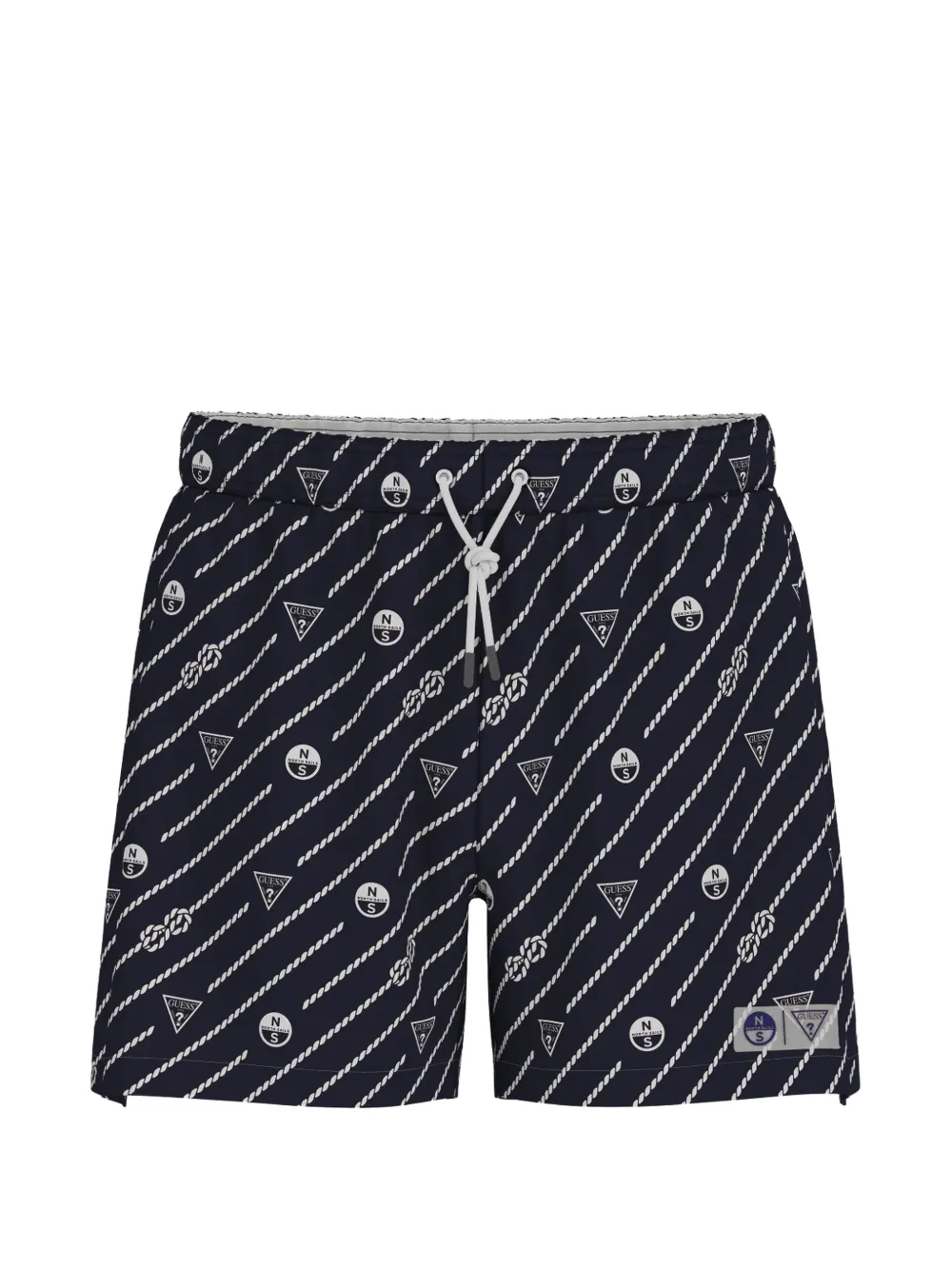 GUESS USA x North Sails rope-motif logo-print swim shorts - Nero