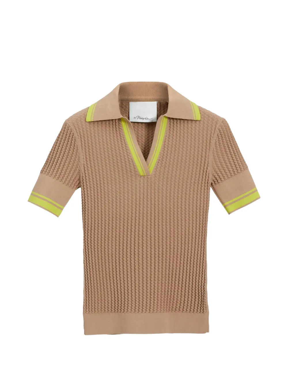 3.1 Phillip Lim waffle-knit striped-trim top - Nude