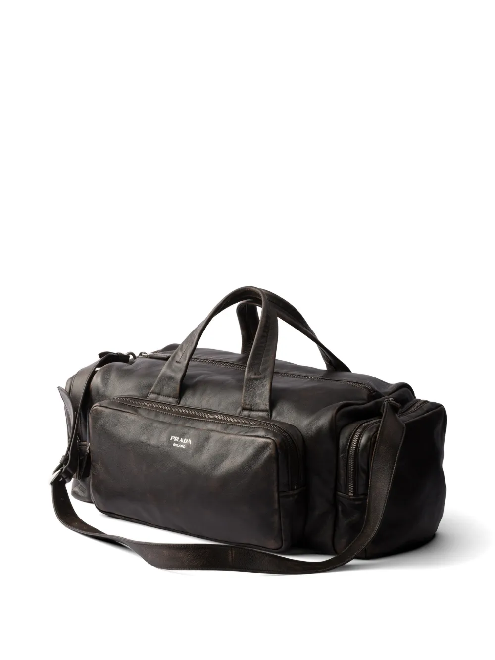 Prada Nappa leren duffeltas Bruin