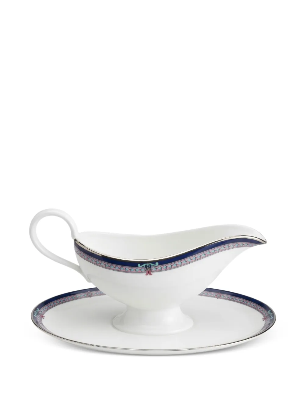 GINORI 1735 geometric-print gravy boat saucer - Bianco