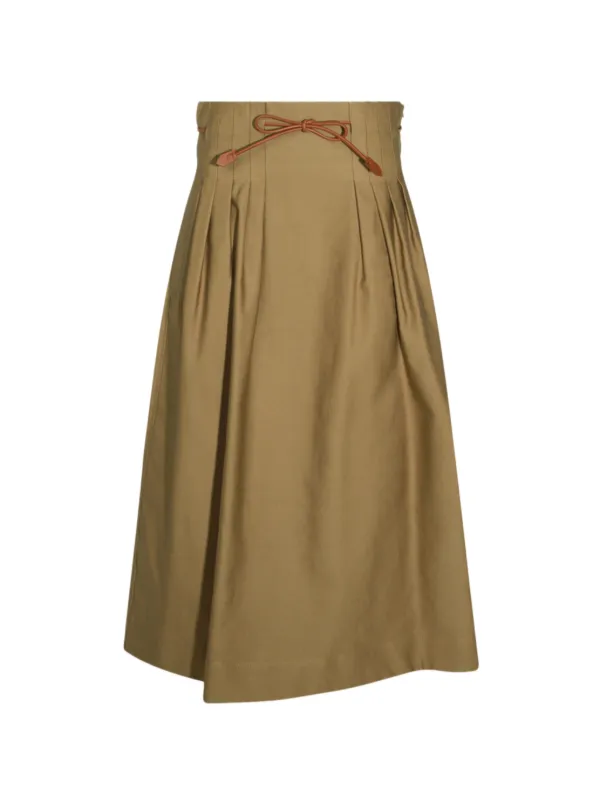 Max Mara Pleated Cotton Ottoman Skirt in Neutrals