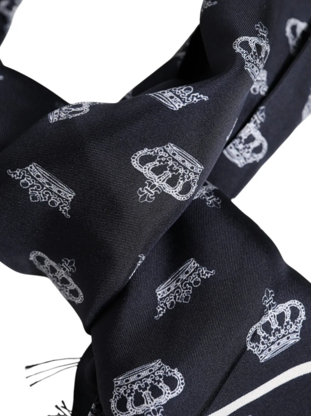 Dolce & Gabbana Sjaal met kroonprint en franje Zwart