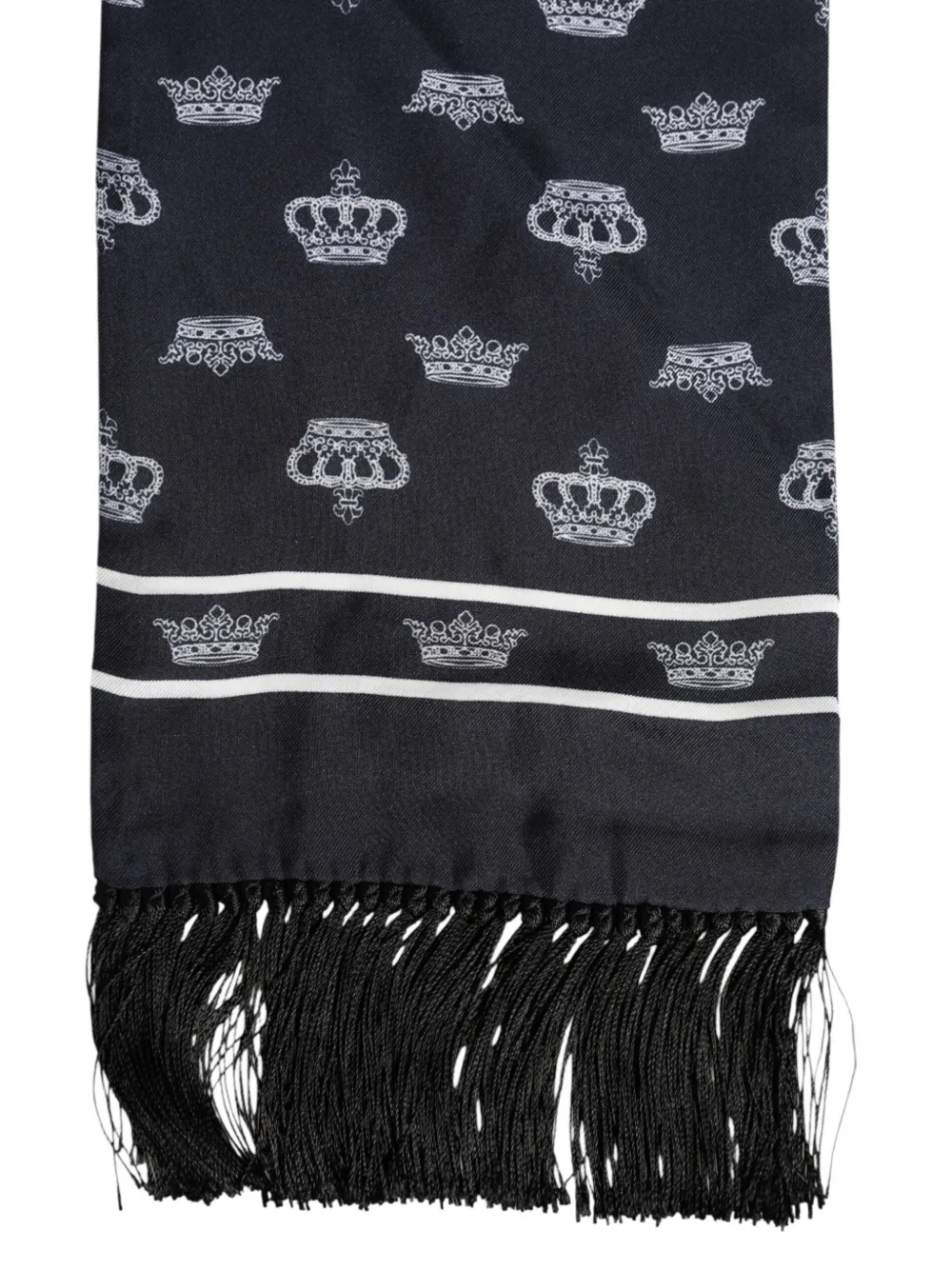 Dolce & Gabbana Sjaal met kroonprint en franje Zwart
