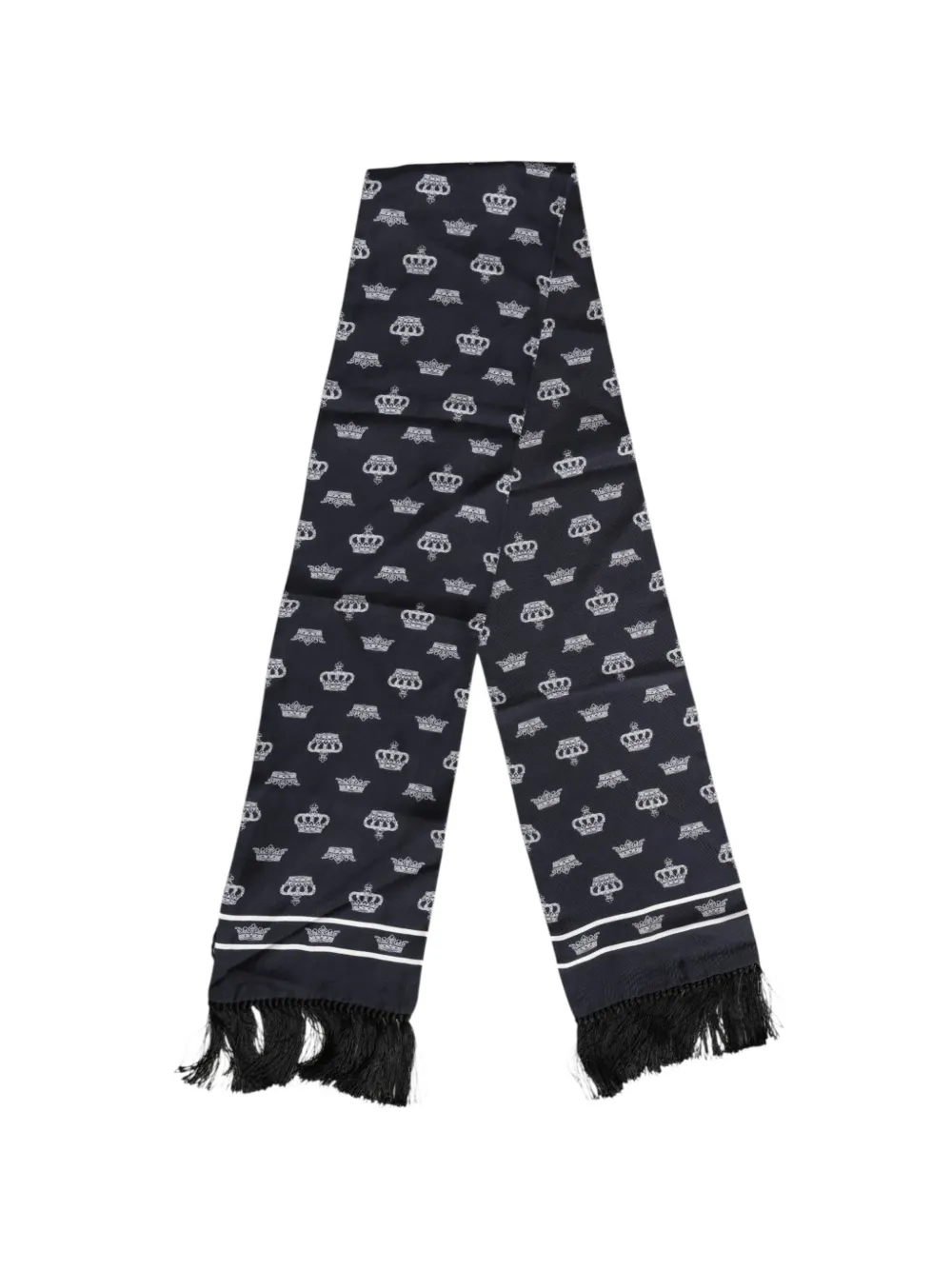 Dolce & Gabbana Sjaal met kroonprint en franje Zwart