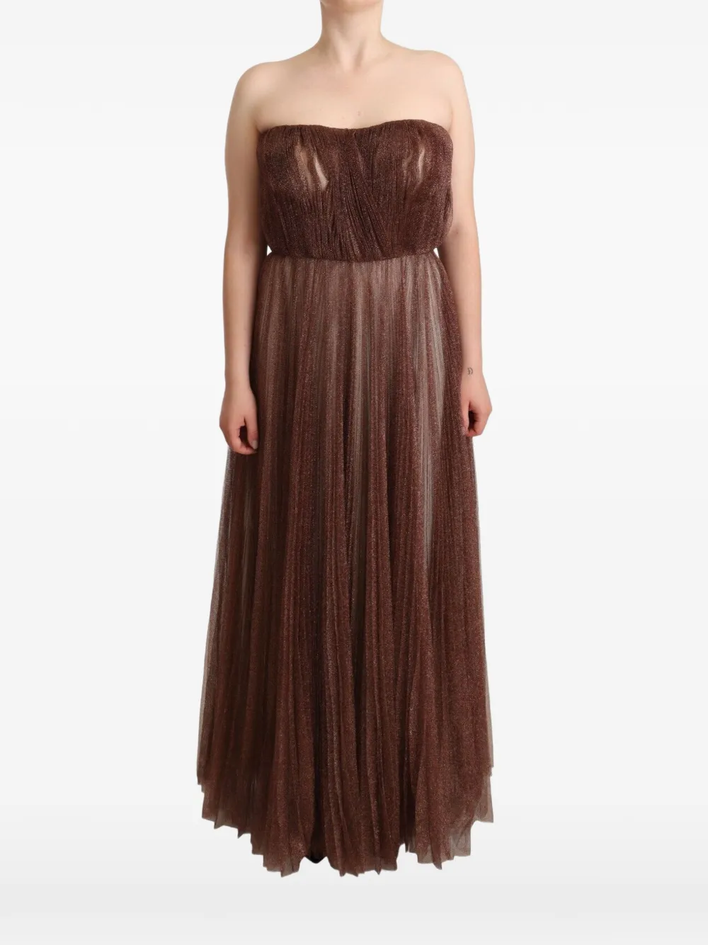 Dolce & Gabbana Abito lungo con glitter - Marrone