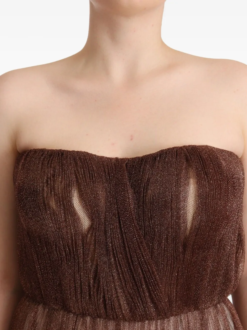 Dolce & Gabbana Geplooide maxi-jurk met glitters Bruin