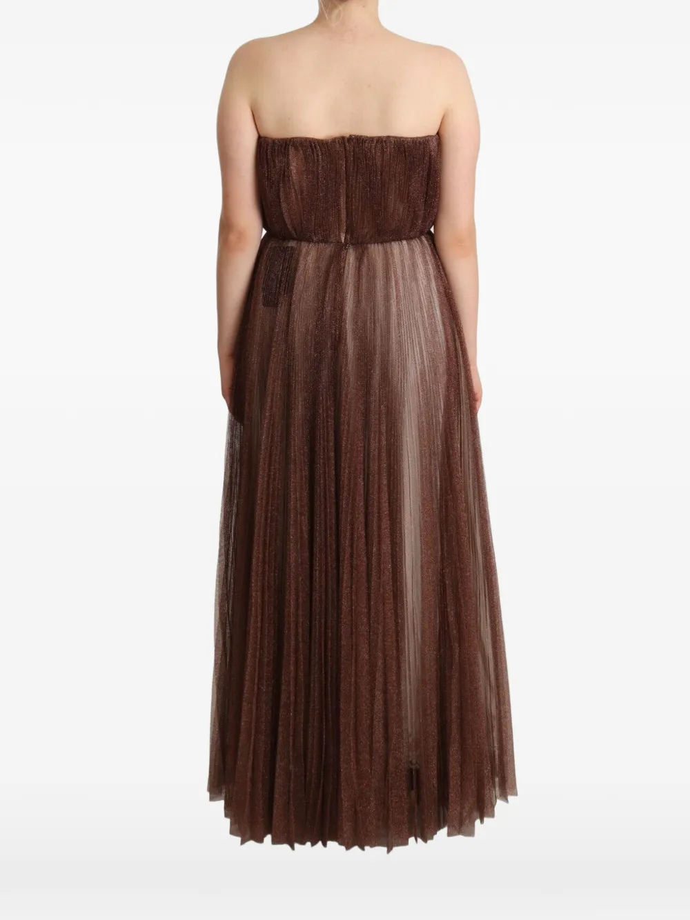 Dolce & Gabbana Geplooide maxi-jurk met glitters Bruin