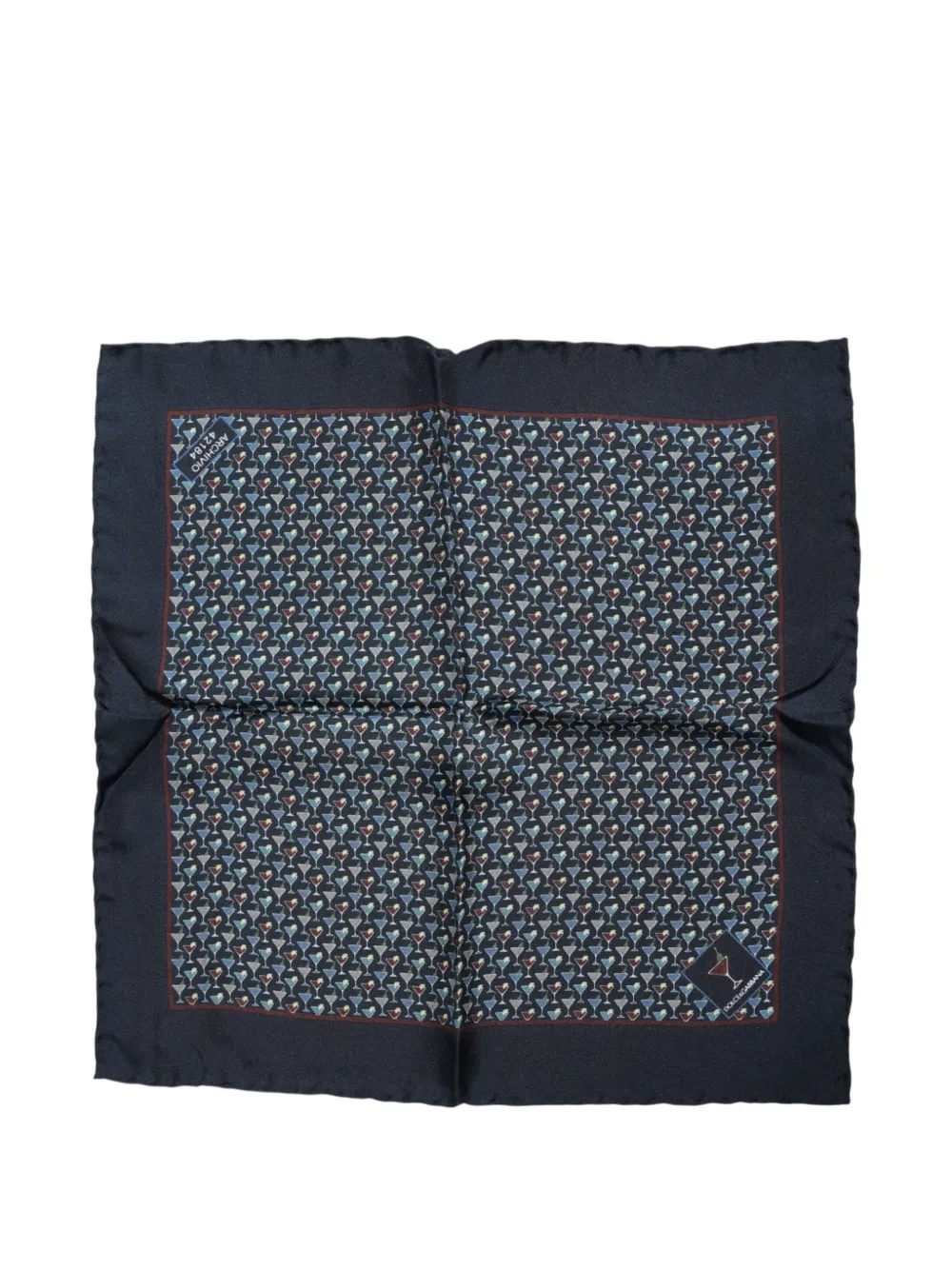 Dolce & Gabbana Fazzoletto da taschino in seta con stampa - Blu