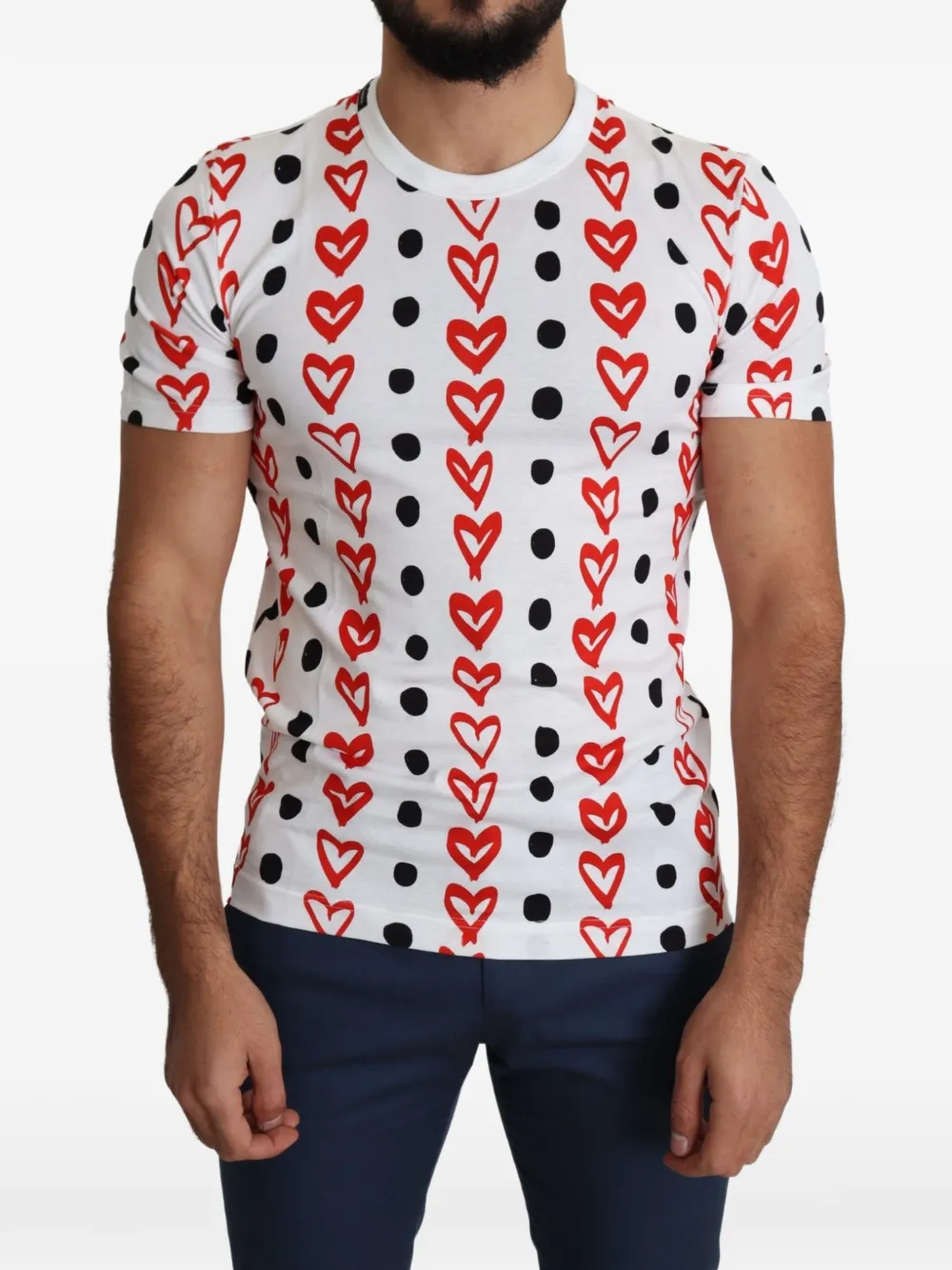 Dolce & Gabbana T-Shirt mit Herz-Print - Weiß