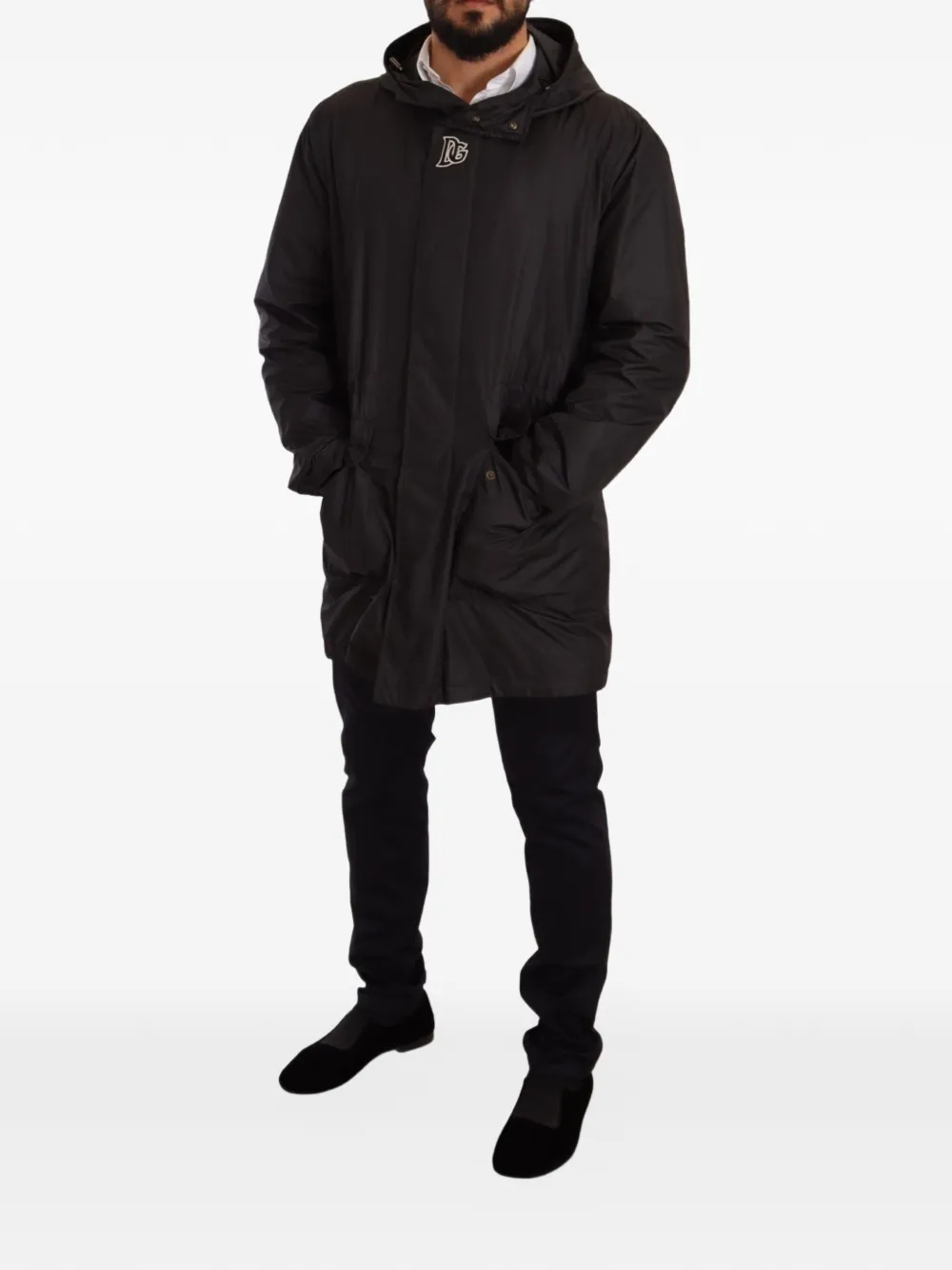 Dolce & Gabbana Jas met capuchon en logodetail Zwart