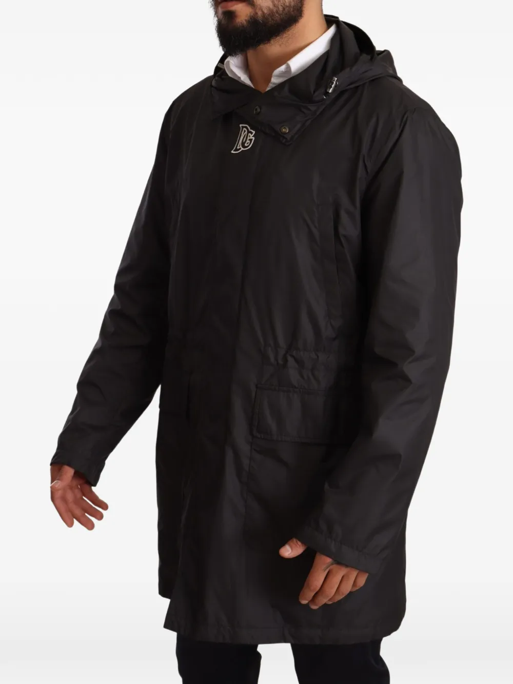 Dolce & Gabbana Jas met capuchon en logodetail Zwart