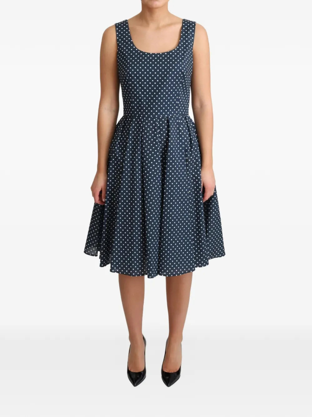 Dolce & Gabbana Abito midi svasato a pois - Blu
