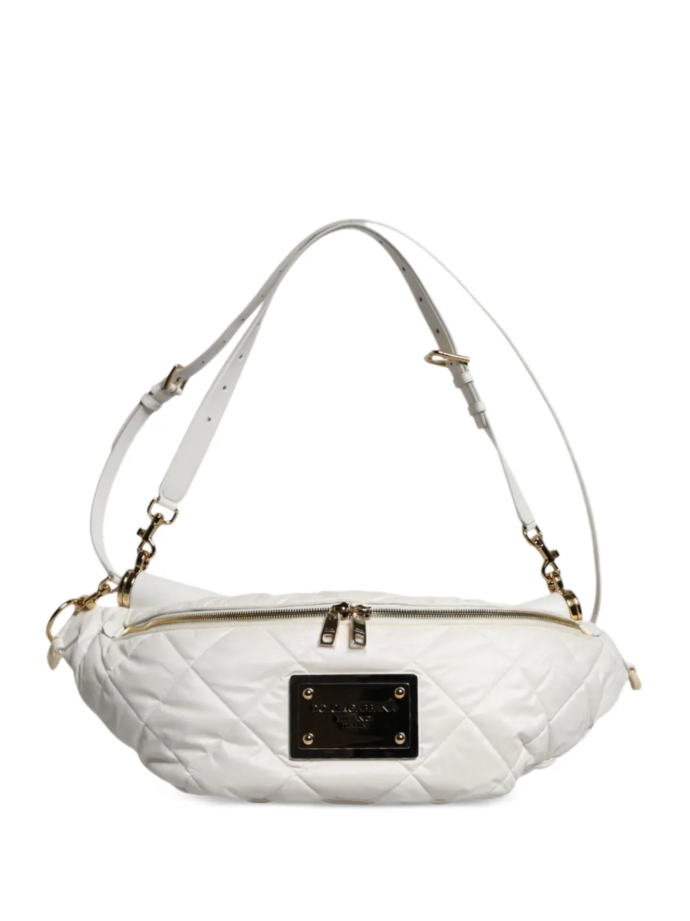 Dolce & Gabbana Marsupio trapuntato con placca logo - Bianco