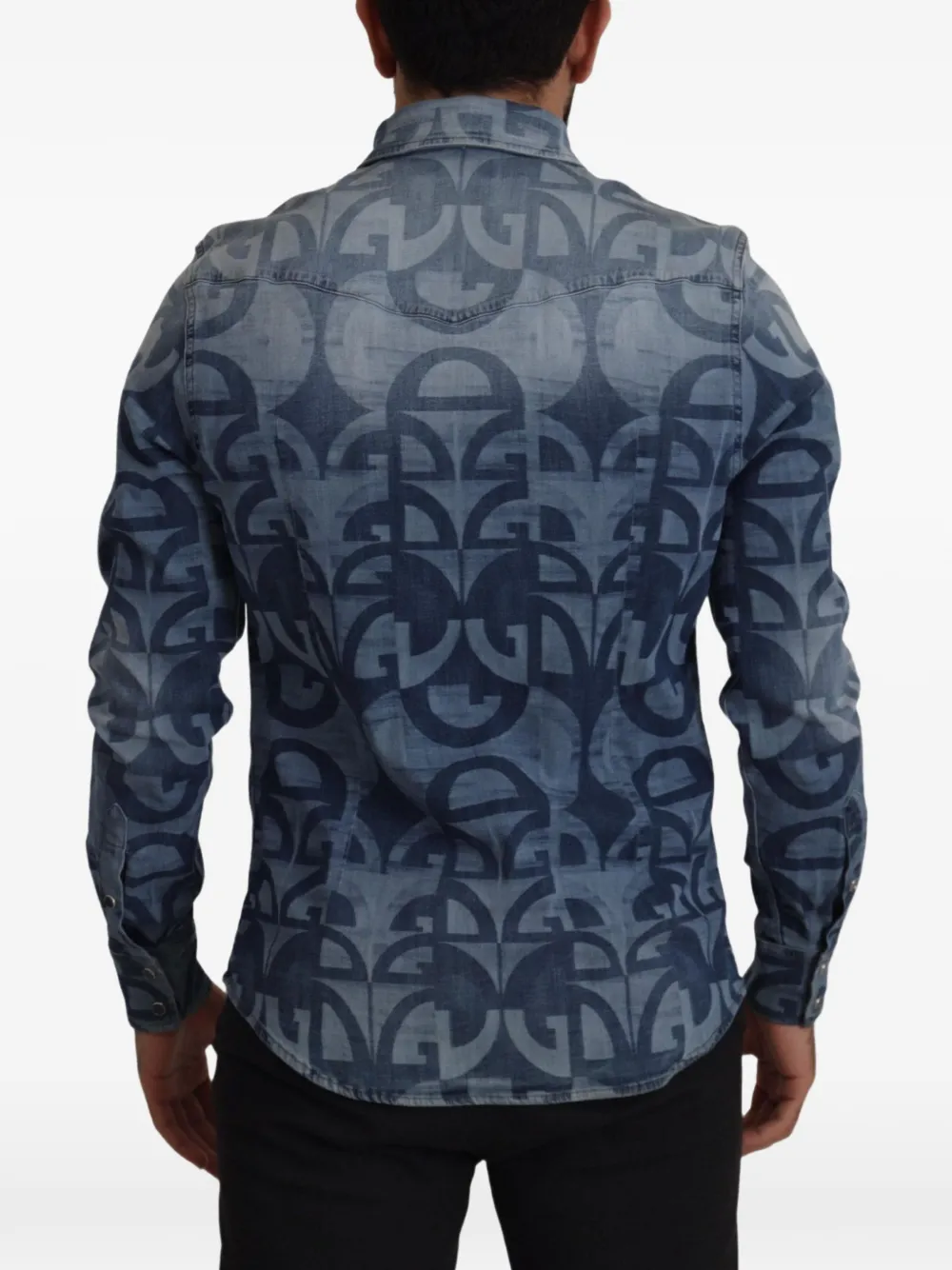 Dolce & Gabbana Denim overhemd met DG logoprint Blauw