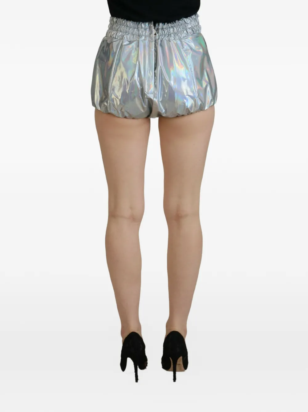 Dolce & Gabbana High waist shorts met metallic-effect Zilver
