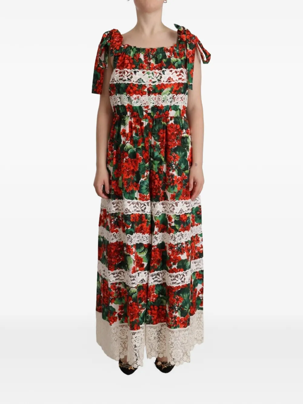 Dolce & Gabbana Abito lungo a fiori - Rosso