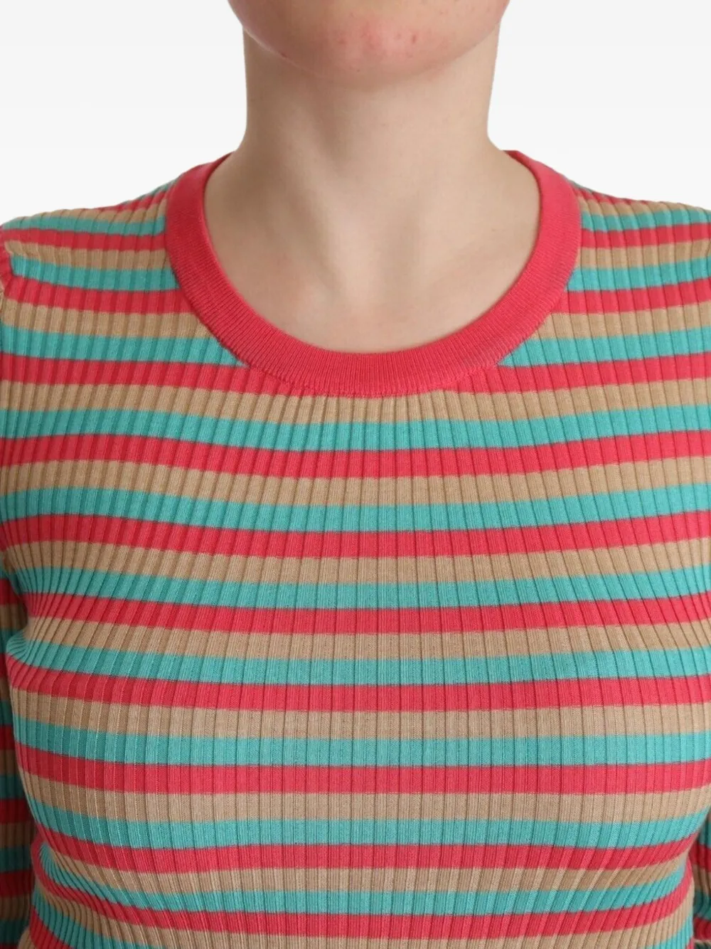 Dolce & Gabbana Ribgebreide gestreepte trui Roze